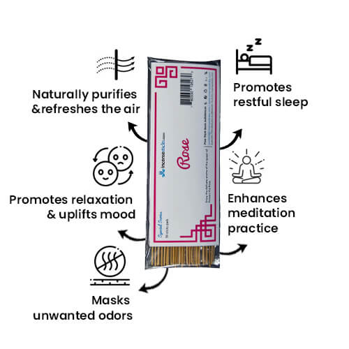 Rose Incense 8" 50 Sticks