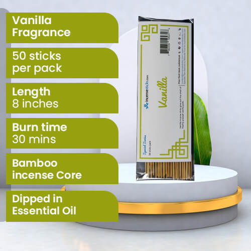 Vanilla Incense 8" 50 Sticks
