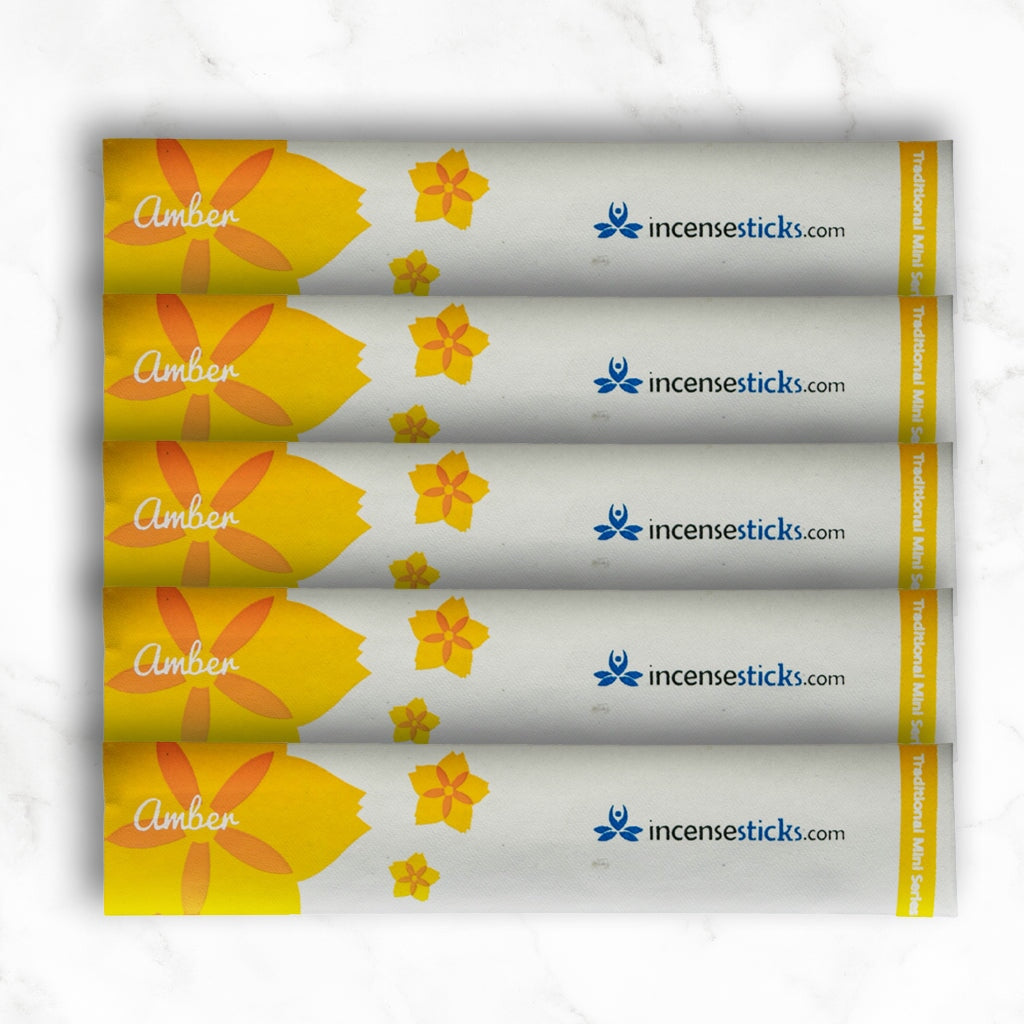 Amber Incense 8" 10 Sticks Traditional Incense 5 Packs