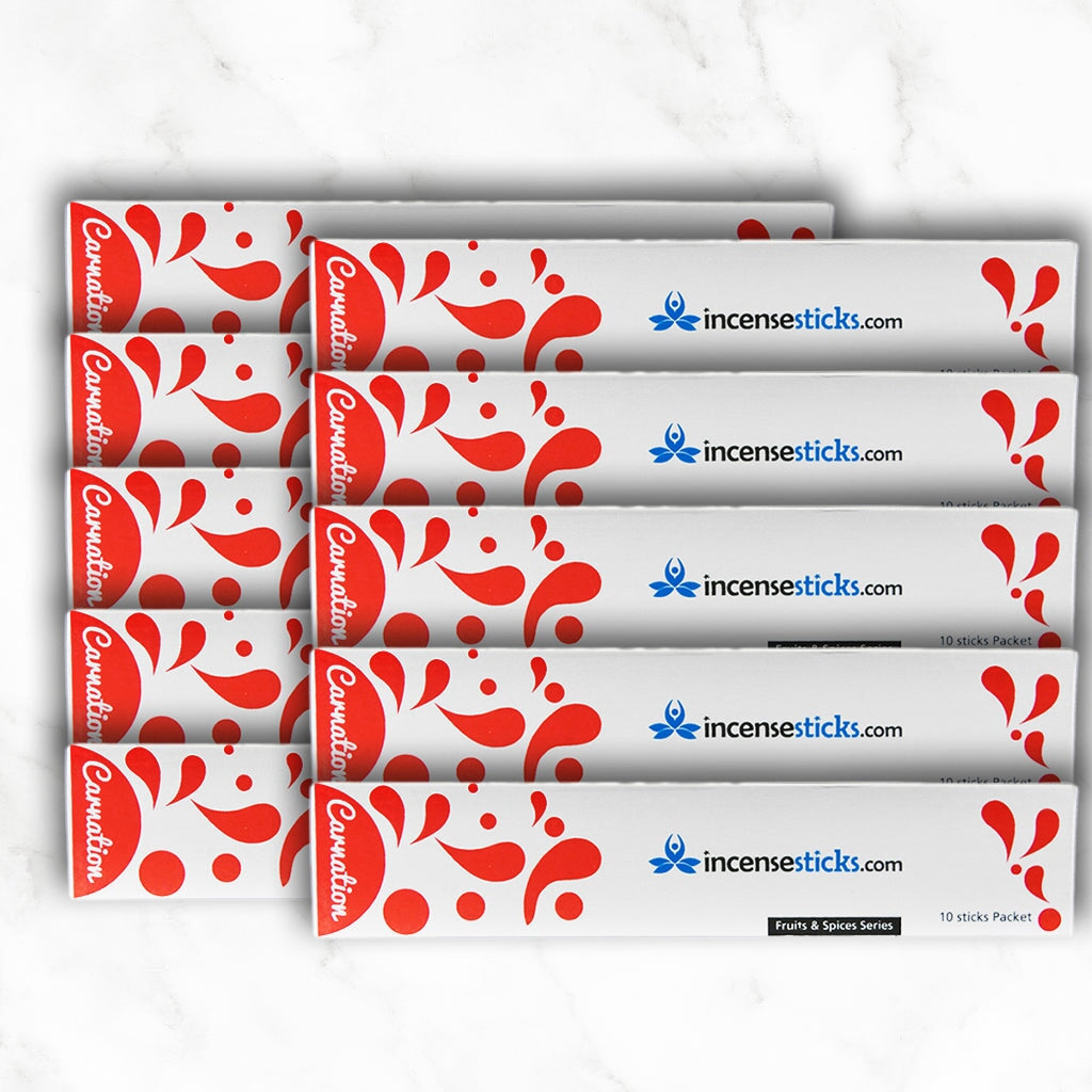 Carnation Incense 8" inch 10 Sticks Fruits & Spices 10 Packs