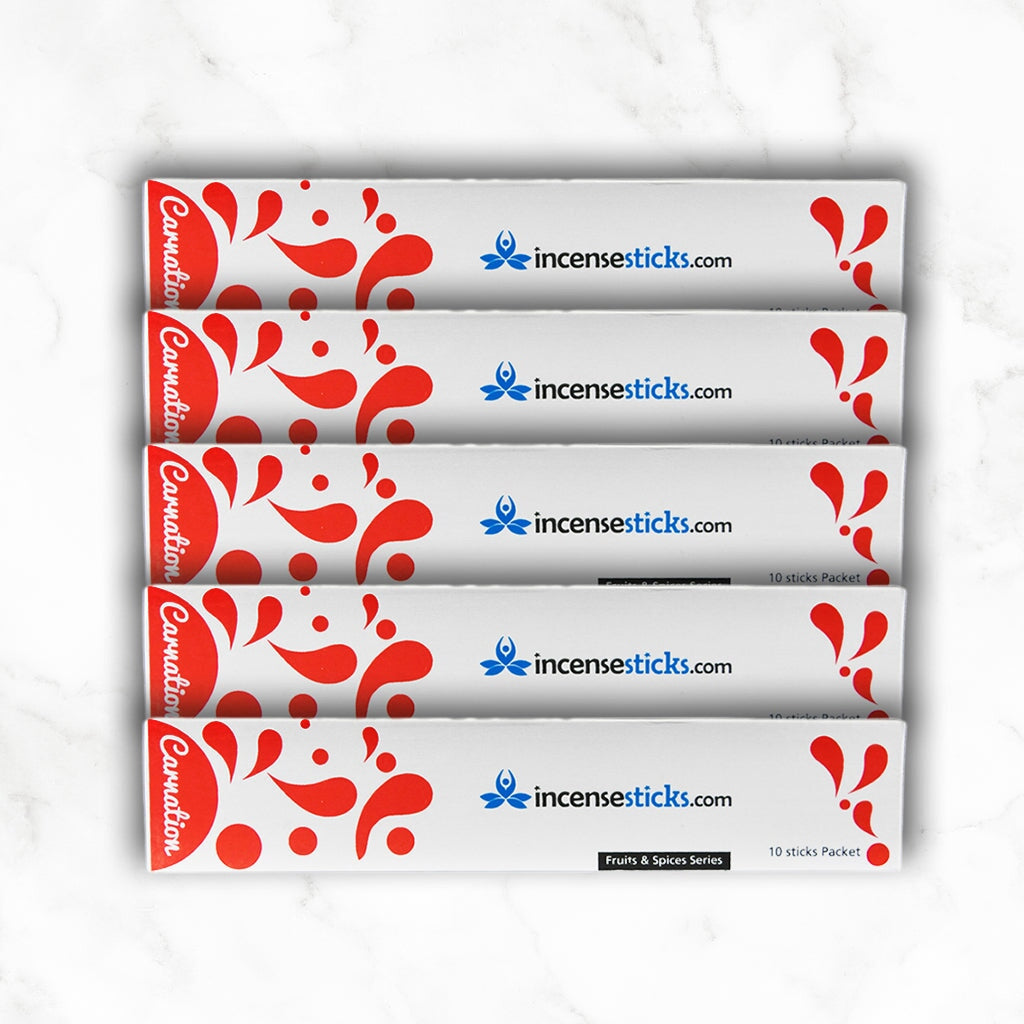 Carnation Incense 8" inch 10 Sticks Fruits & Spices 5 Packs