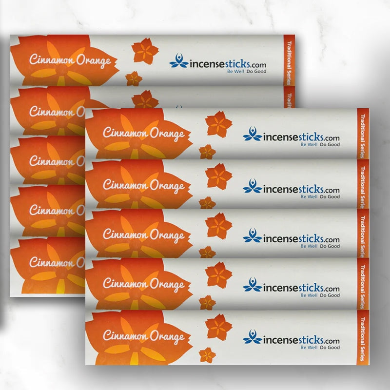 Cinnamon Orange Incense 8" 10 Sticks Traditional Incense 10 Packs