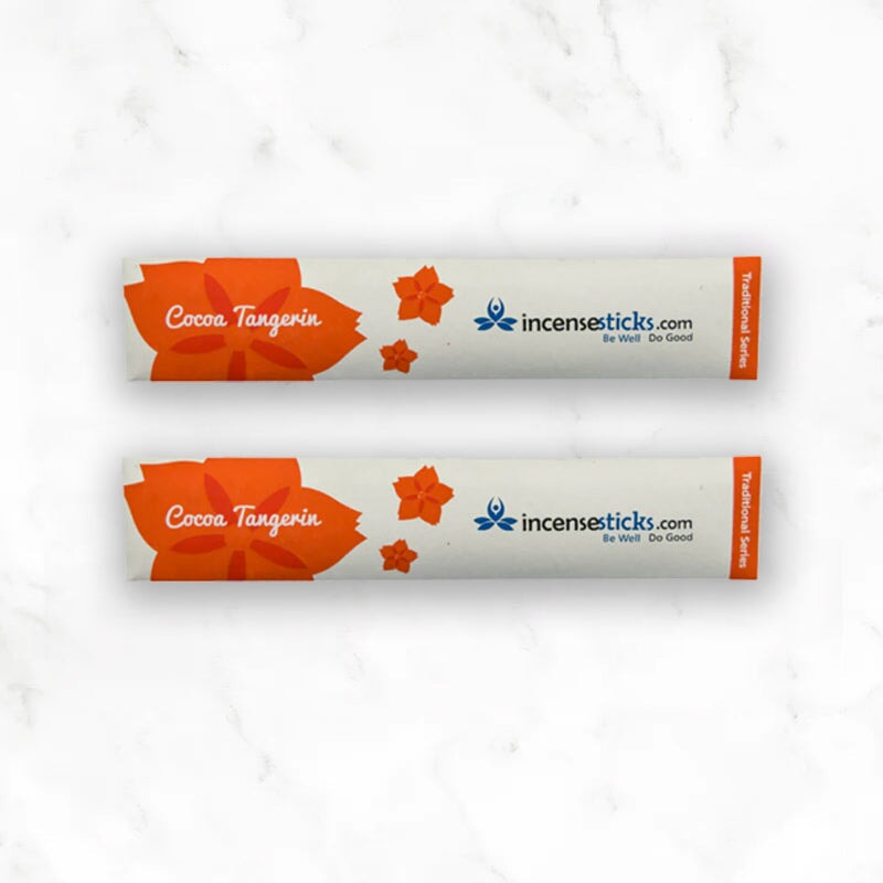 Cocoa Tangerin Incense 8" 10 Sticks Traditional Incense 2 Packs