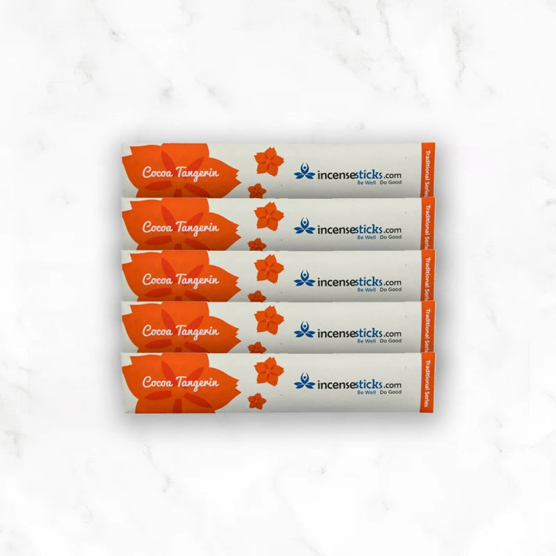 Cocoa Tangerin Incense 8" 10 Sticks Traditional Incense 5 Packs