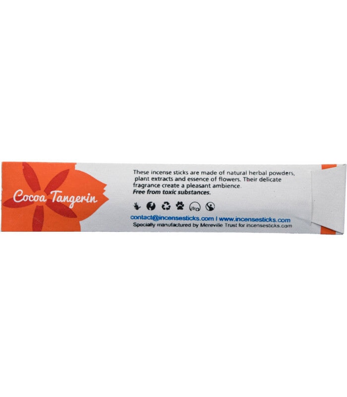 Cocoa Tangerin Incense 8" 10 Sticks Traditional Incense