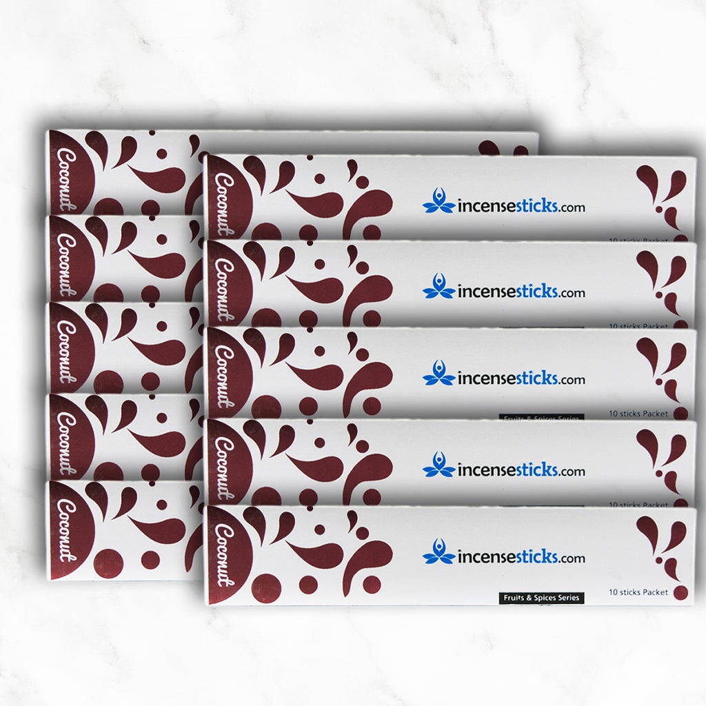 Coconut Incense 8" inch 10 Sticks Fruits & Spices 10 Packs