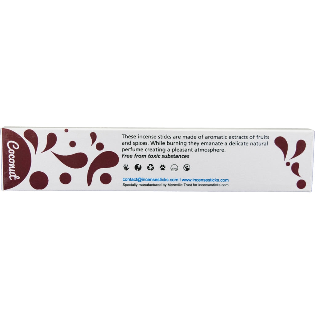 Coconut Incense 8" inch 10 Sticks Fruits & Spices