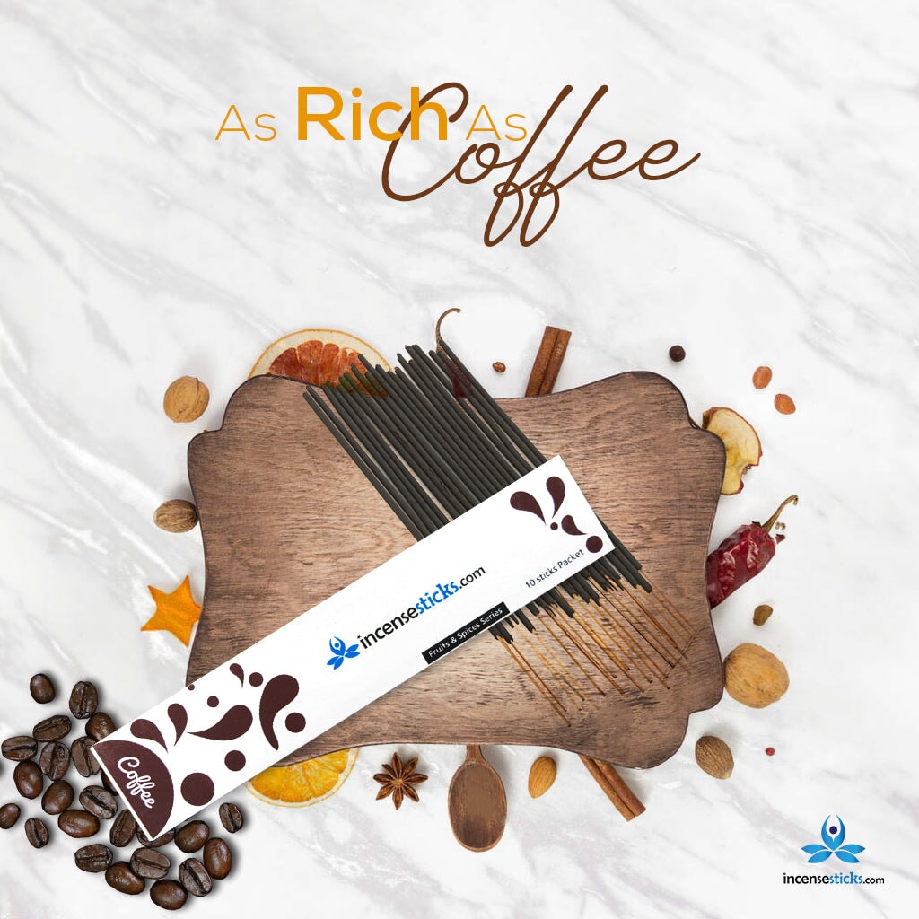 Coffee Incense 8" inch 10 Sticks Fruits & Spices