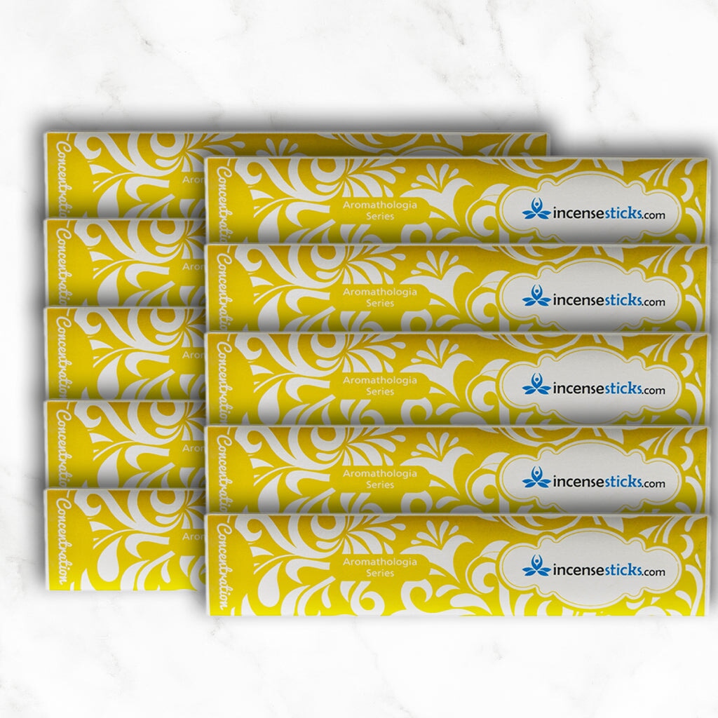 Concentration Incense 8" 12 Sticks Aromatologia Incense Sticks 10 Packs