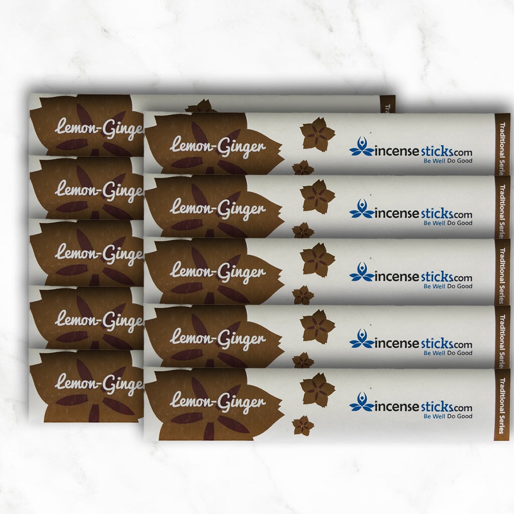 Lemon Ginger Incense 8" 10 Sticks Traditional Incense 10 Packs