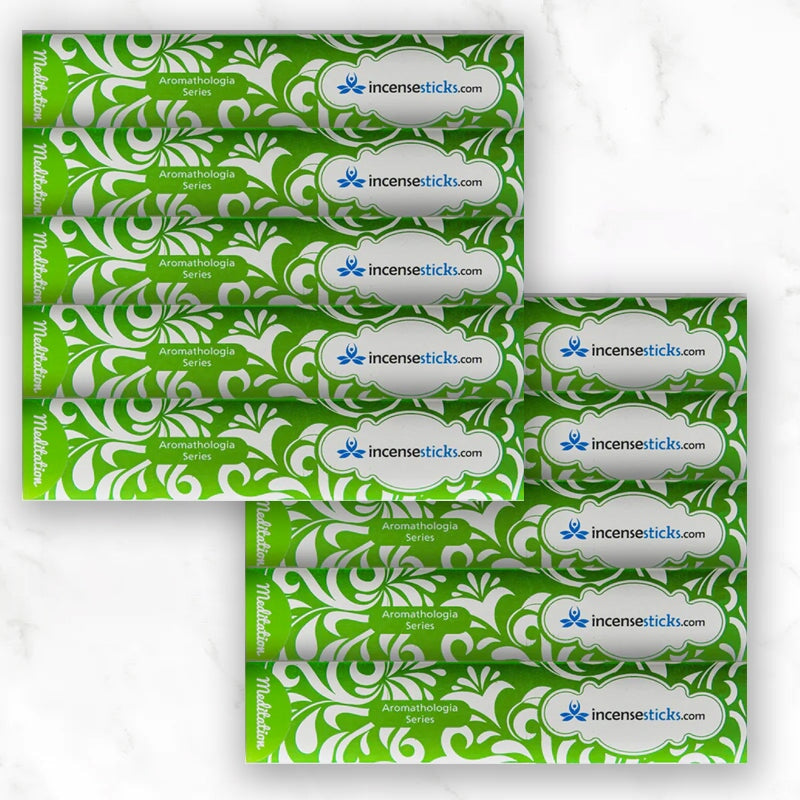Meditation Incense 8" 12 Sticks Aromatologia Incense Sticks 10 Packs
