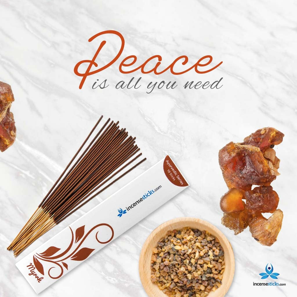 Myrrh Incense 8" 10 Sticks Ayurvedic incense
