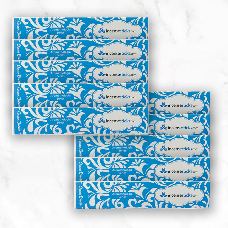 Ocean Breeze Incense 8" 12 Sticks Aromatologia Incense Sticks 10 Packs
