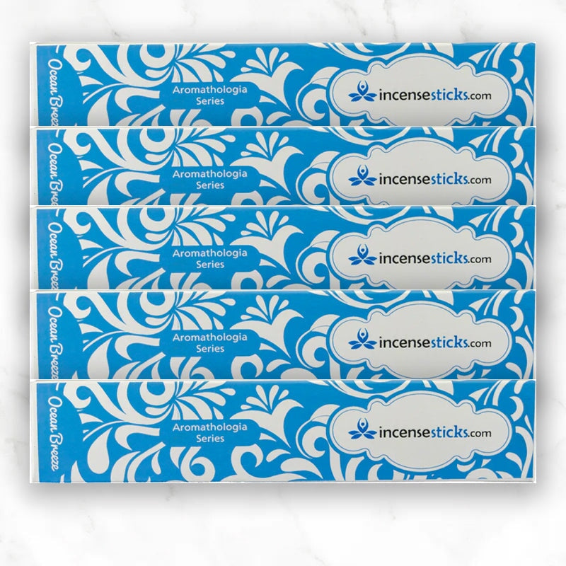 Ocean Breeze Incense 8" 12 Sticks Aromatologia Incense Sticks 5 Packs