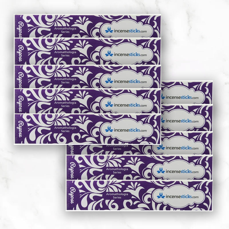 Repose Incense 8" 12 Sticks Aromatologia Incense Sticks 10 Packs