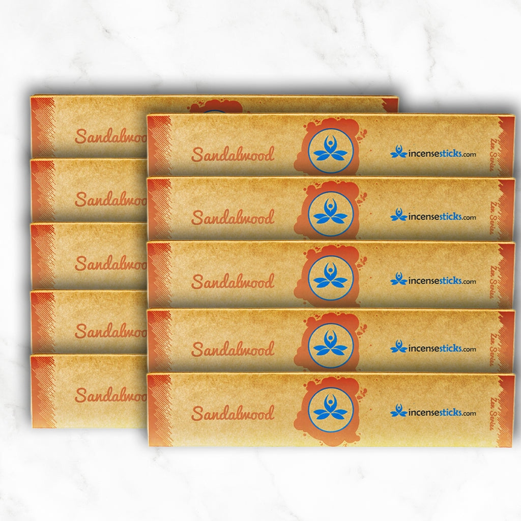 Sandalwood Incense 8" inch 12 Sticks Zen Incense 10 Packs