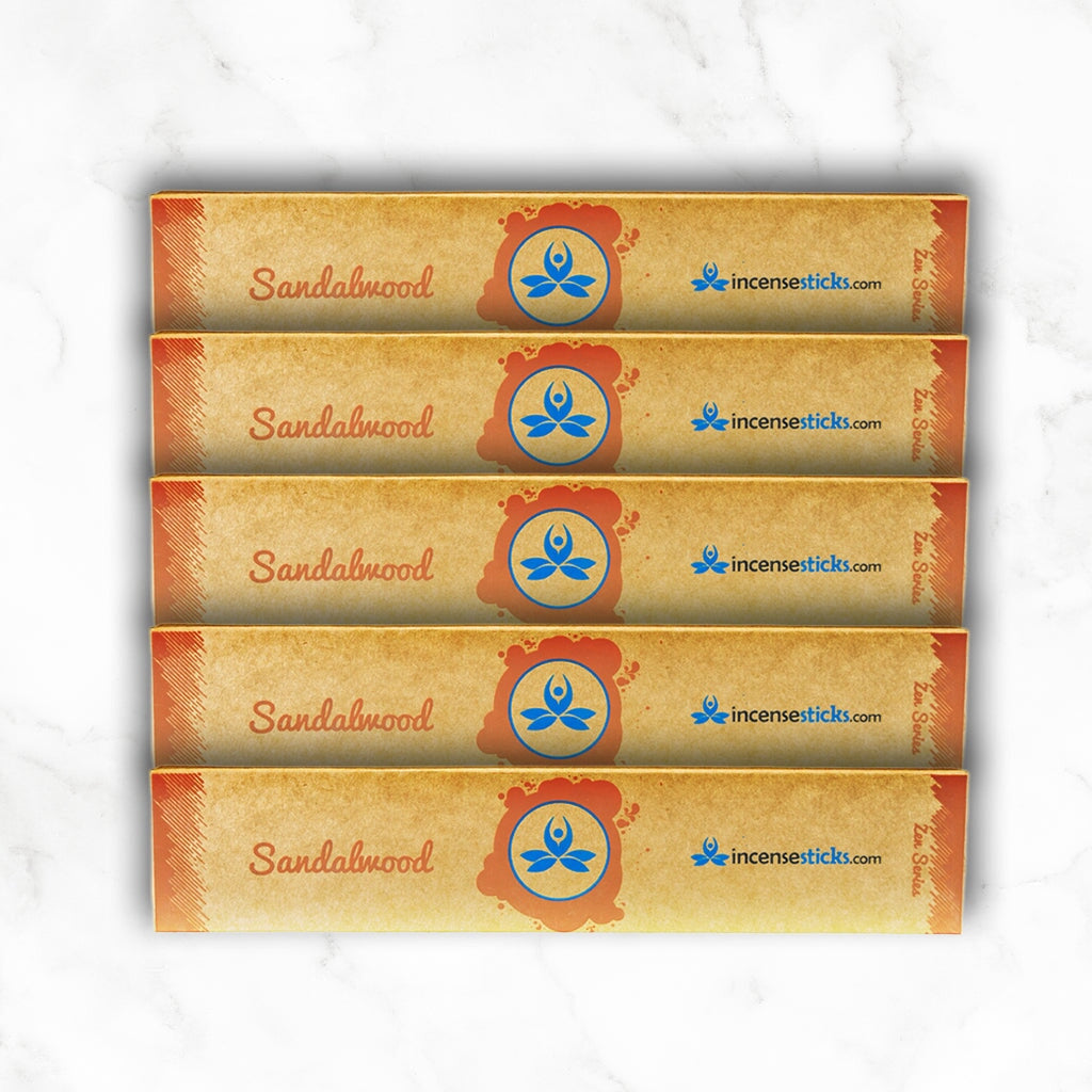 Sandalwood Incense 8" inch 12 Sticks Zen Incense 5 Packs