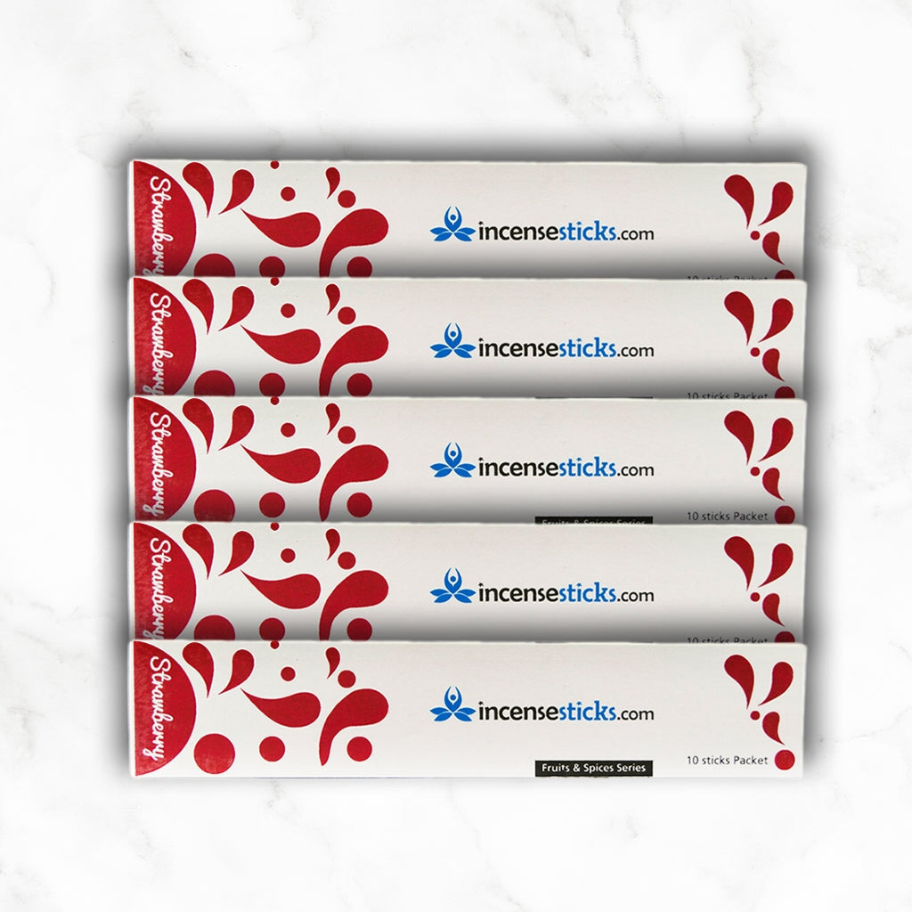 Strawberry Incense 8" inch 10 Sticks Fruits & Spices 5 Packs