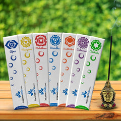 7 Chakra Incense Set With Brass Holder [ 7 packs ]