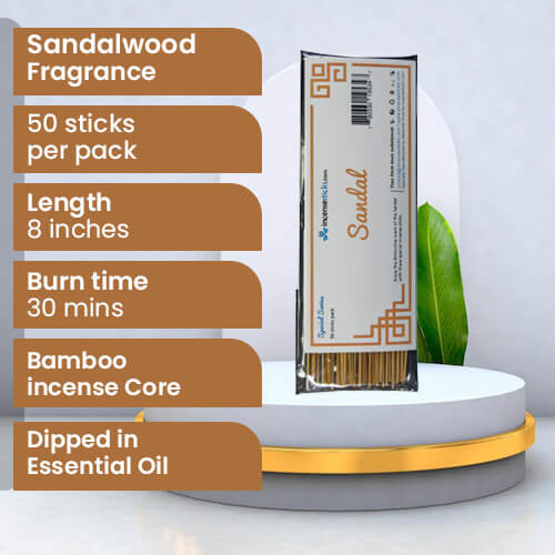 Sandal Incense  8" 50 Sticks