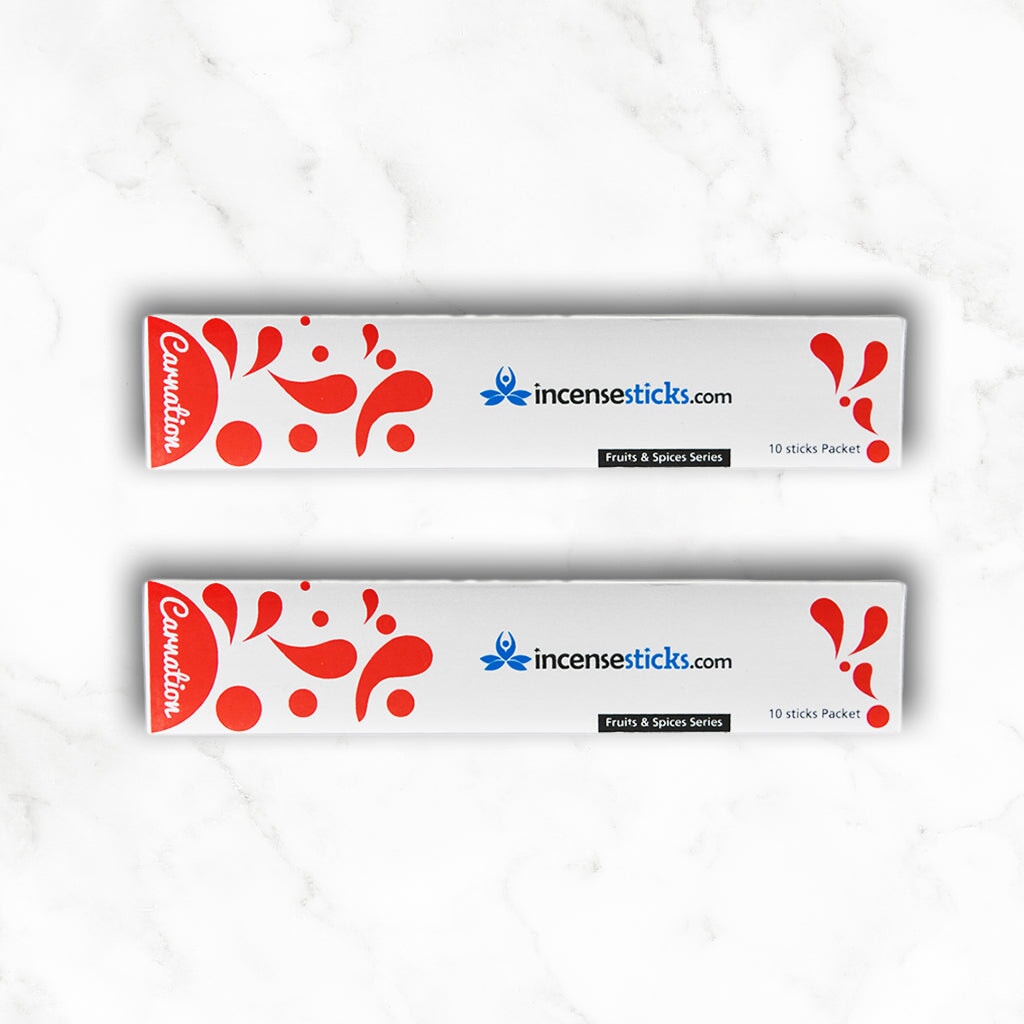 Carnation Incense 8" inch 10 Sticks Fruits & Spices 2 Packs 