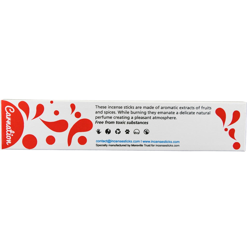 Carnation Incense 8" inch 10 Sticks Fruits & Spices 