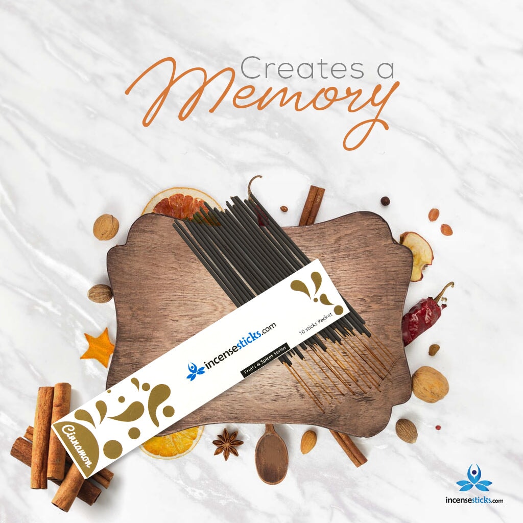 Cinnamon Incense 8" inch 10 Sticks Fruits & Spices 1 Pack 