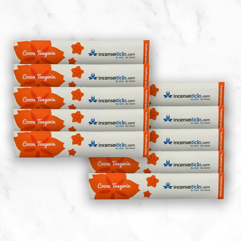 Cocoa Tangerin Incense 8" 10 Sticks Traditional Incense 10 Packs 