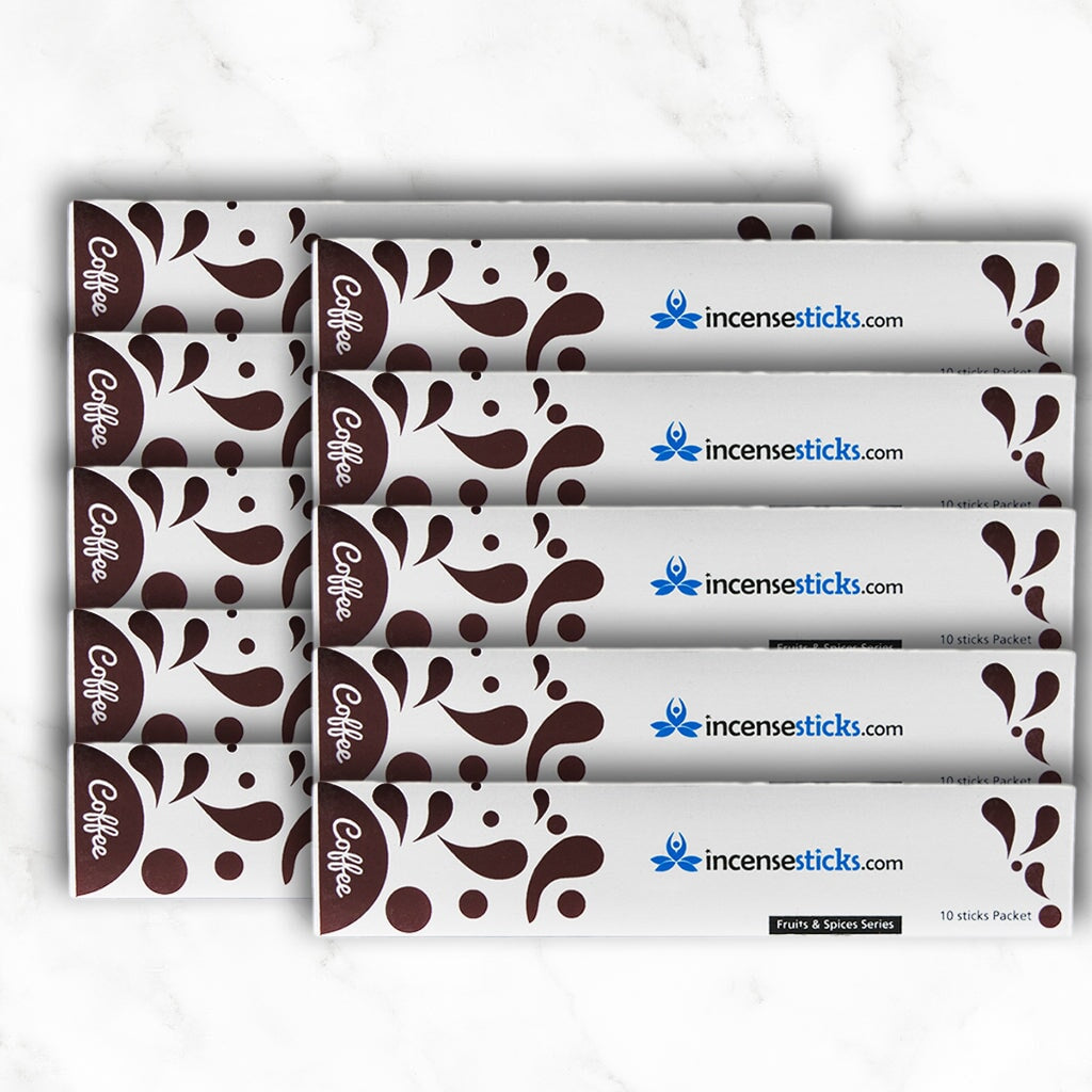 Coffee Incense 8" inch 10 Sticks Fruits & Spices 10 Packs 