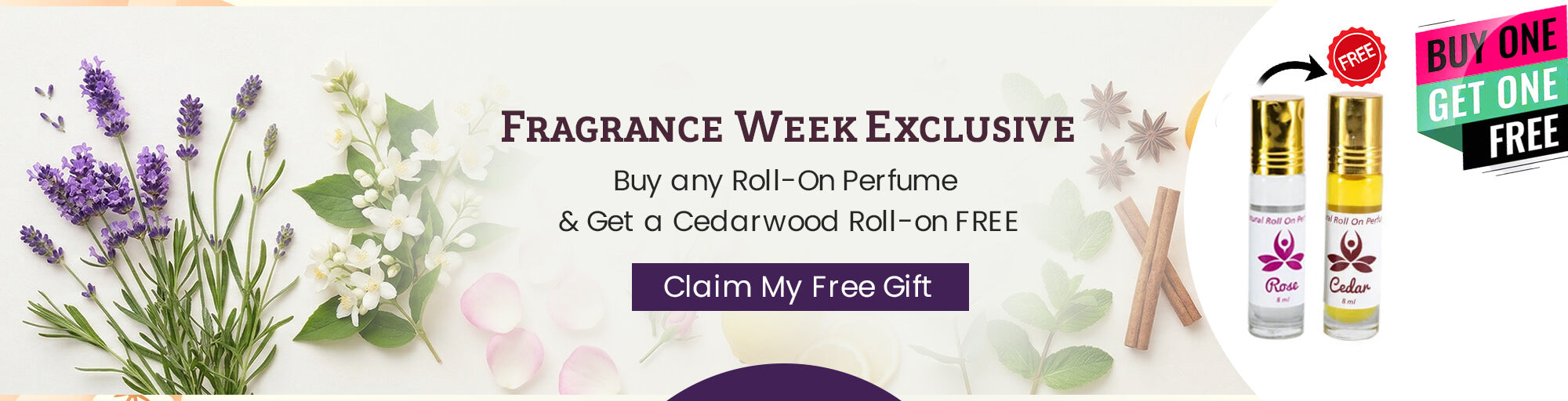 Fragrance Week 2026 Offer - Buy Any 1 Roll-On & Get A FREE Cedarwood Roll-On
