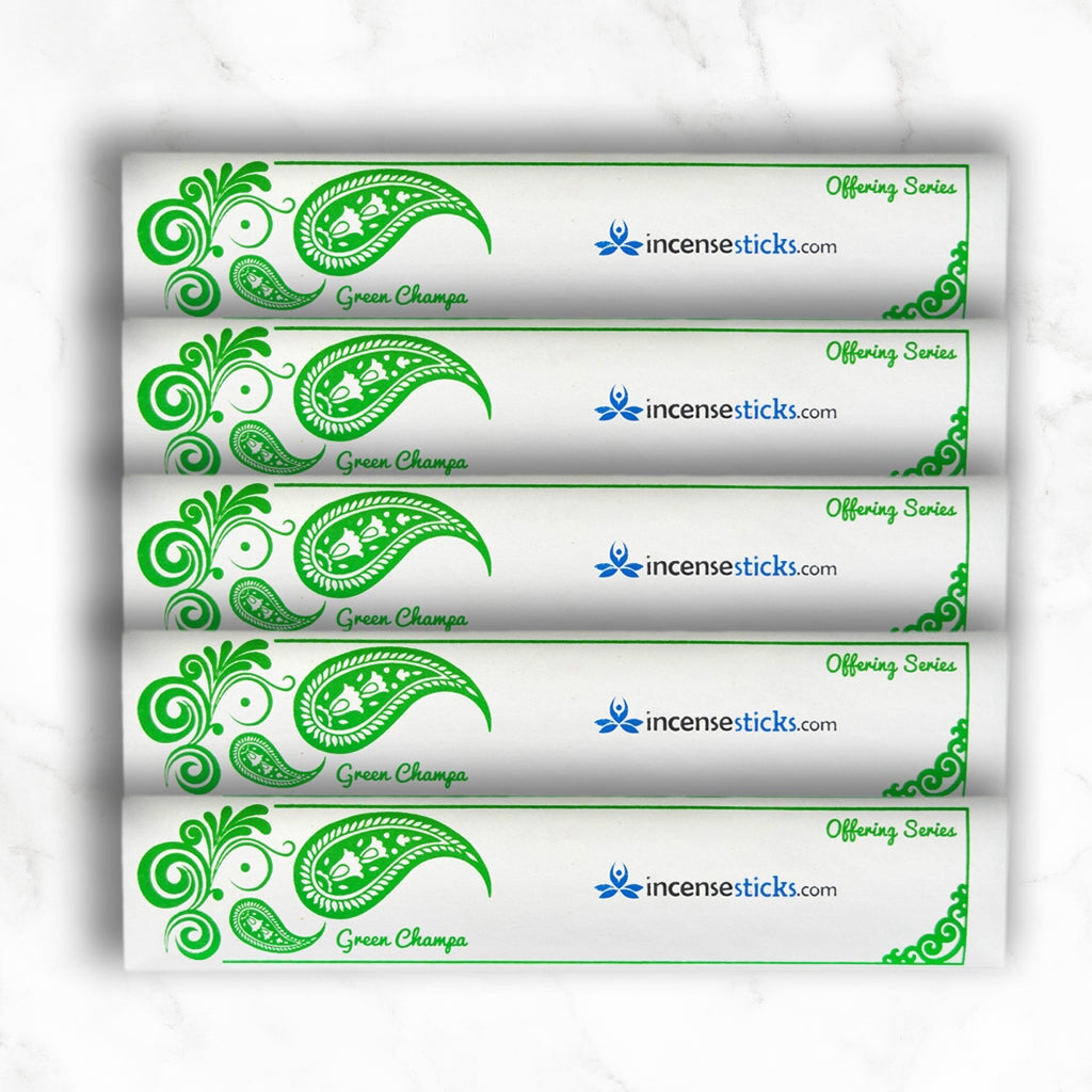Green Champa Incense 10" 20 Sticks Offering incense 5 Packs 