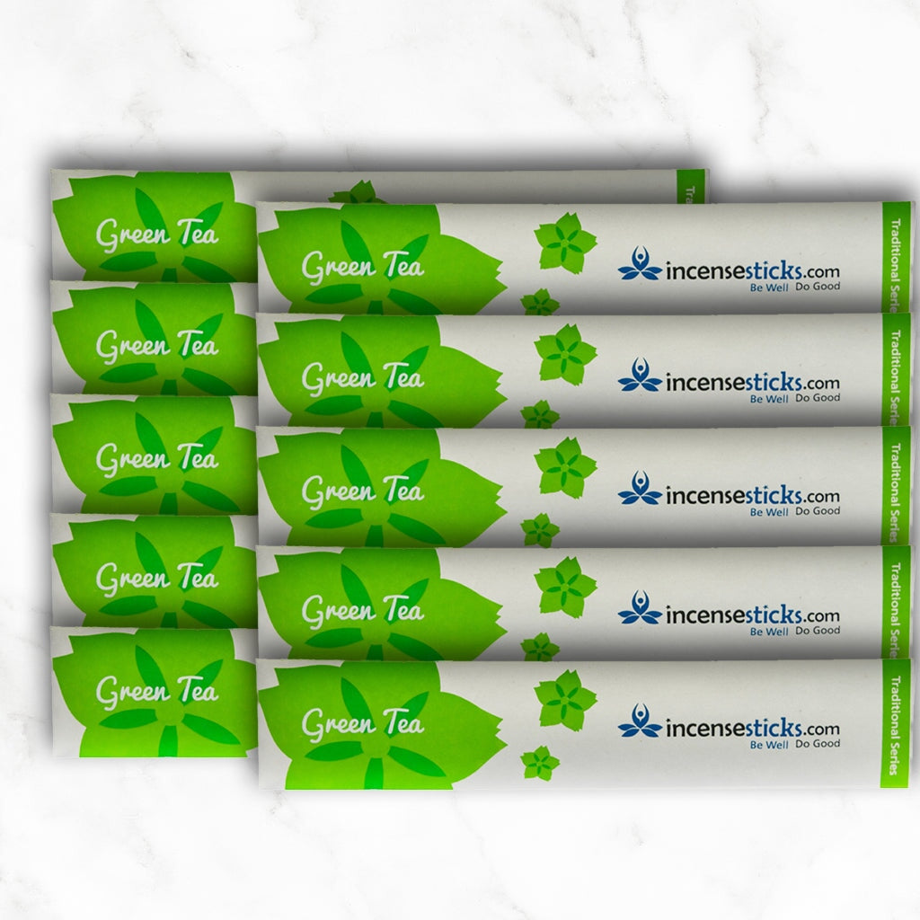 Green Tea Incense 8" 10 Sticks Traditional Incense 10 Packs 