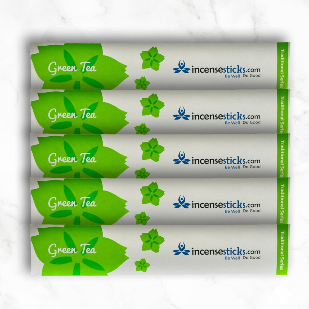 Green Tea Incense 8" 10 Sticks Traditional Incense 5 Packs 
