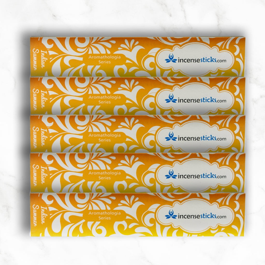 Indian Summer Incense 8" 12 Sticks Aromatologia Incense Sticks 5 Packs 