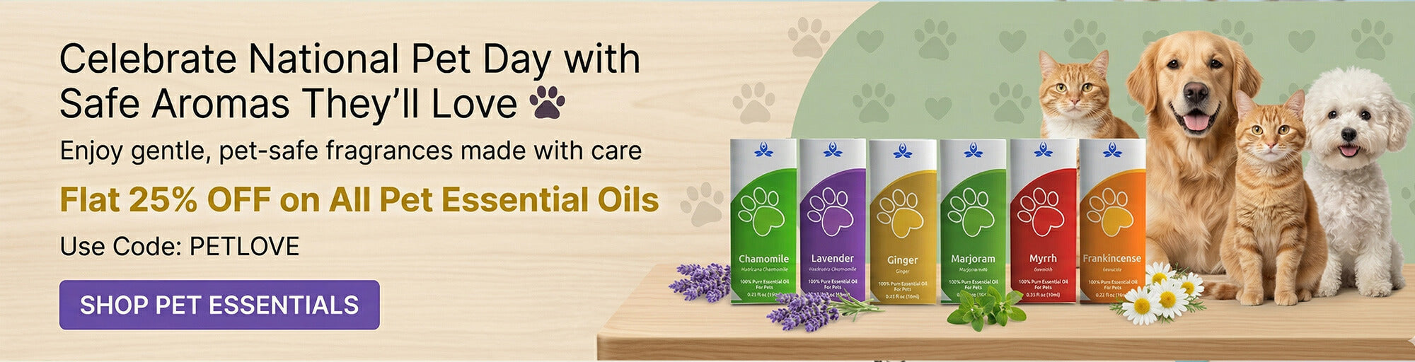 US National Pet Day Offers by Incensesticks - Flat 25% OFF on All Pet Essential Oils