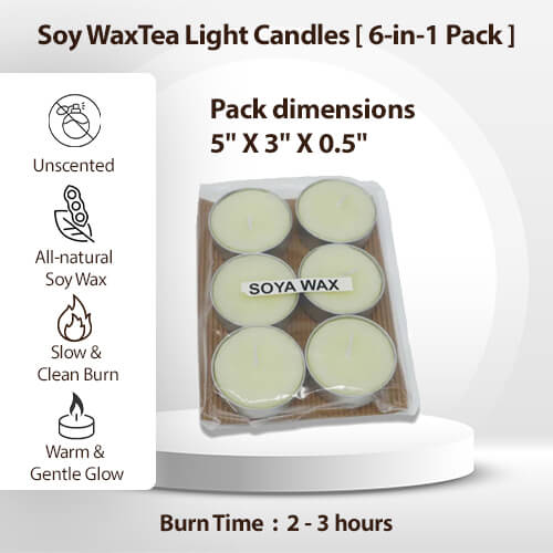 Soy Wax Tea light Candles ( 6 in 1 Pack )