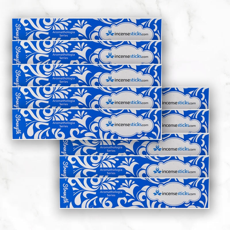 Strength Incense 8" 12 Sticks Aromatologia Incense Sticks 10 Packs 