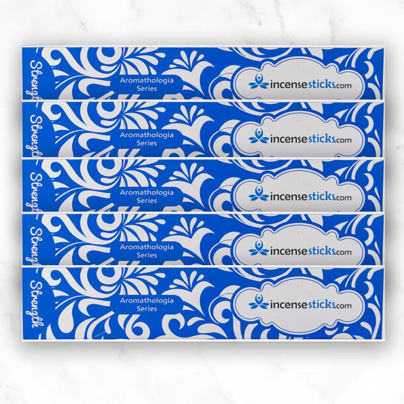 Strength Incense 8" 12 Sticks Aromatologia Incense Sticks 5 Packs 