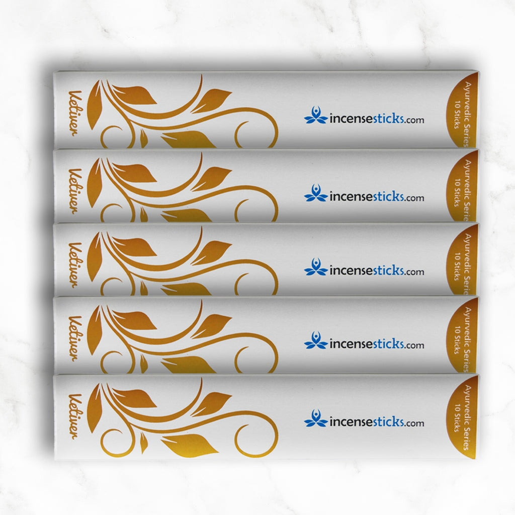 Vetiver Incense Sticks 8" 10 Ayurvedic incense 5 Packs 