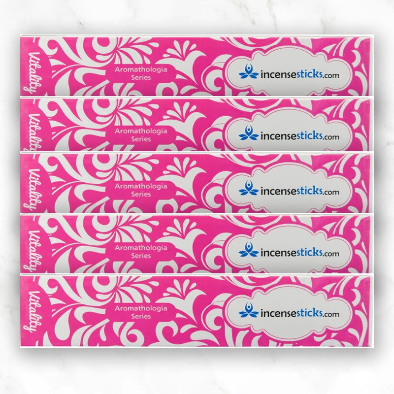 Vitality Incense 8" 12 Sticks Aromatologia Incense Sticks 5 Packs 